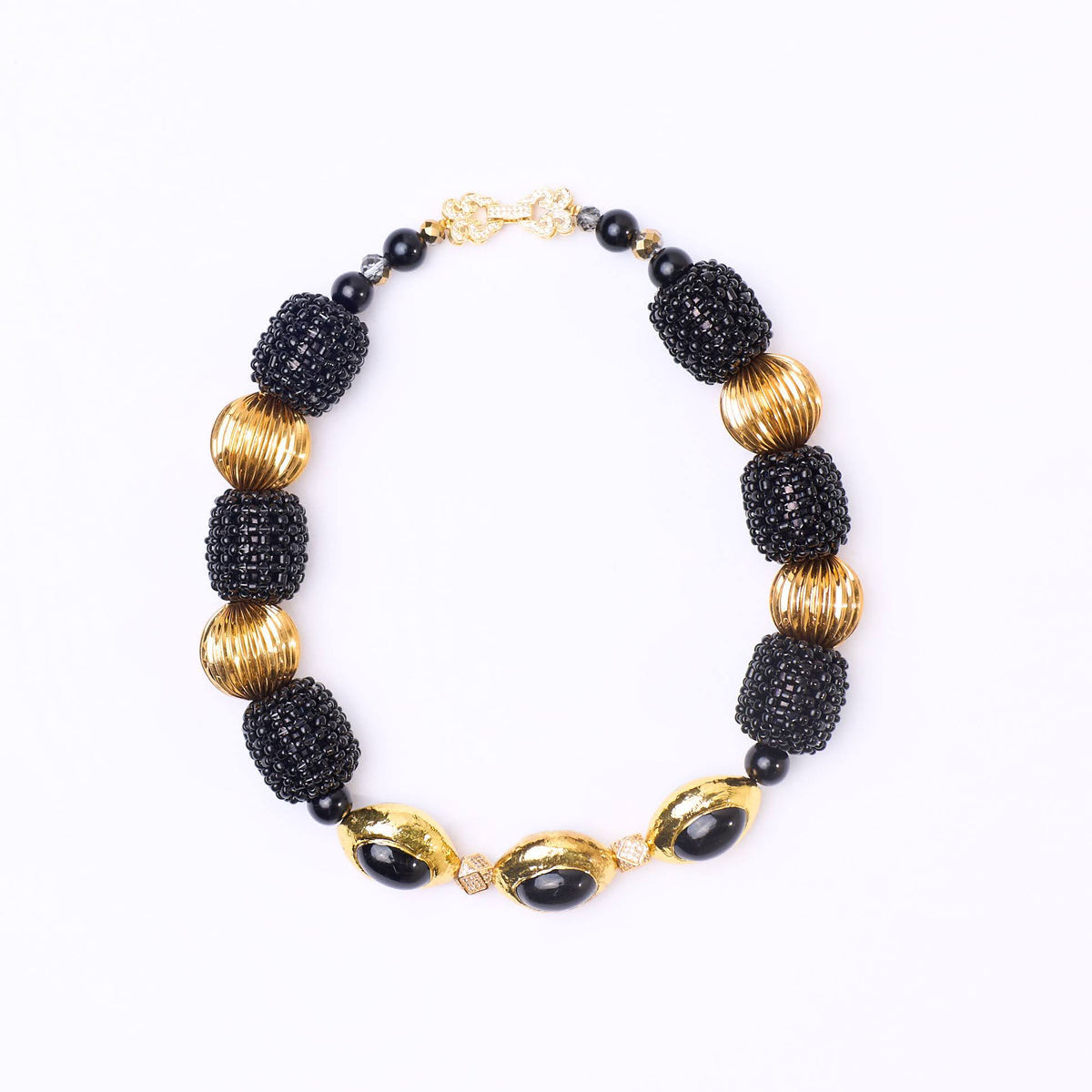 The "Darasimi" Onyx & Gold Beaded Choker