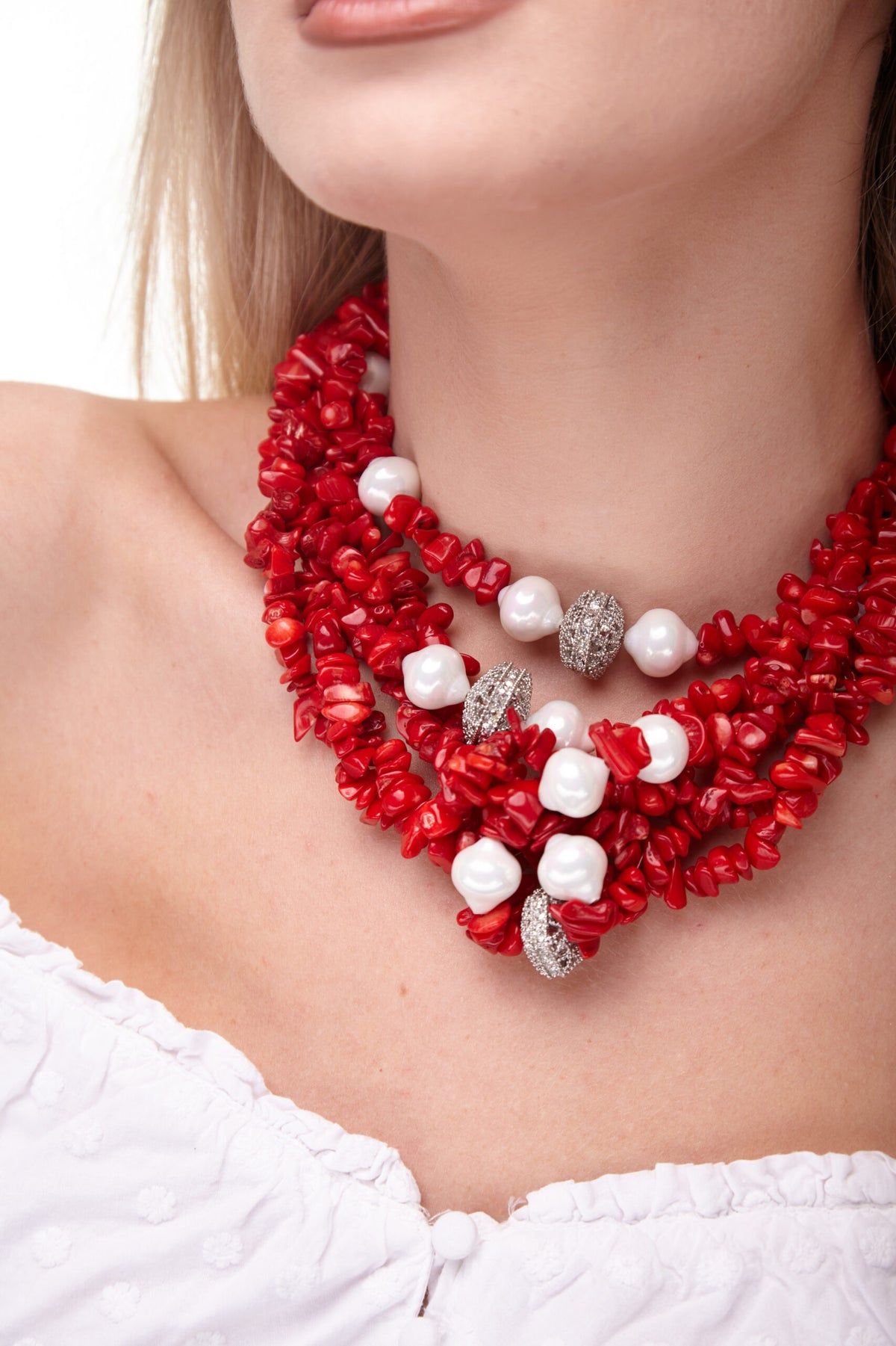 Elegant Coral Pearl Necklace