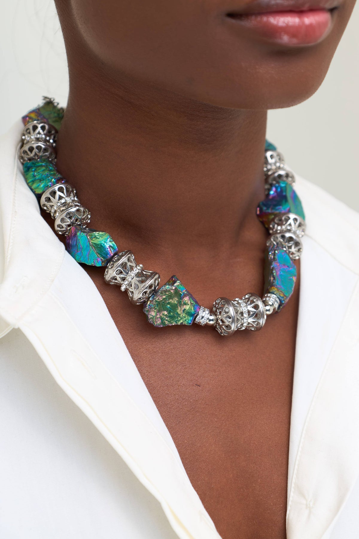 The "Orekelewa" Raw Titanium Quartz Collar