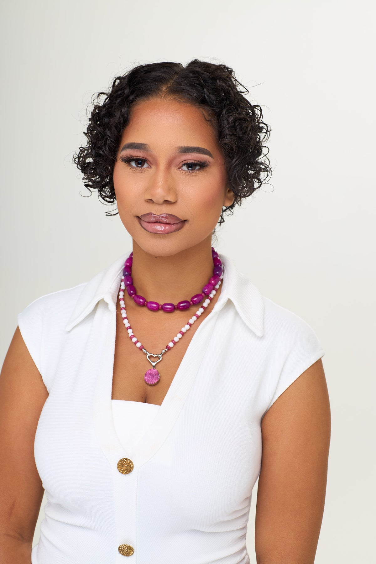 The Magenta Druzy Layered Necklace Set