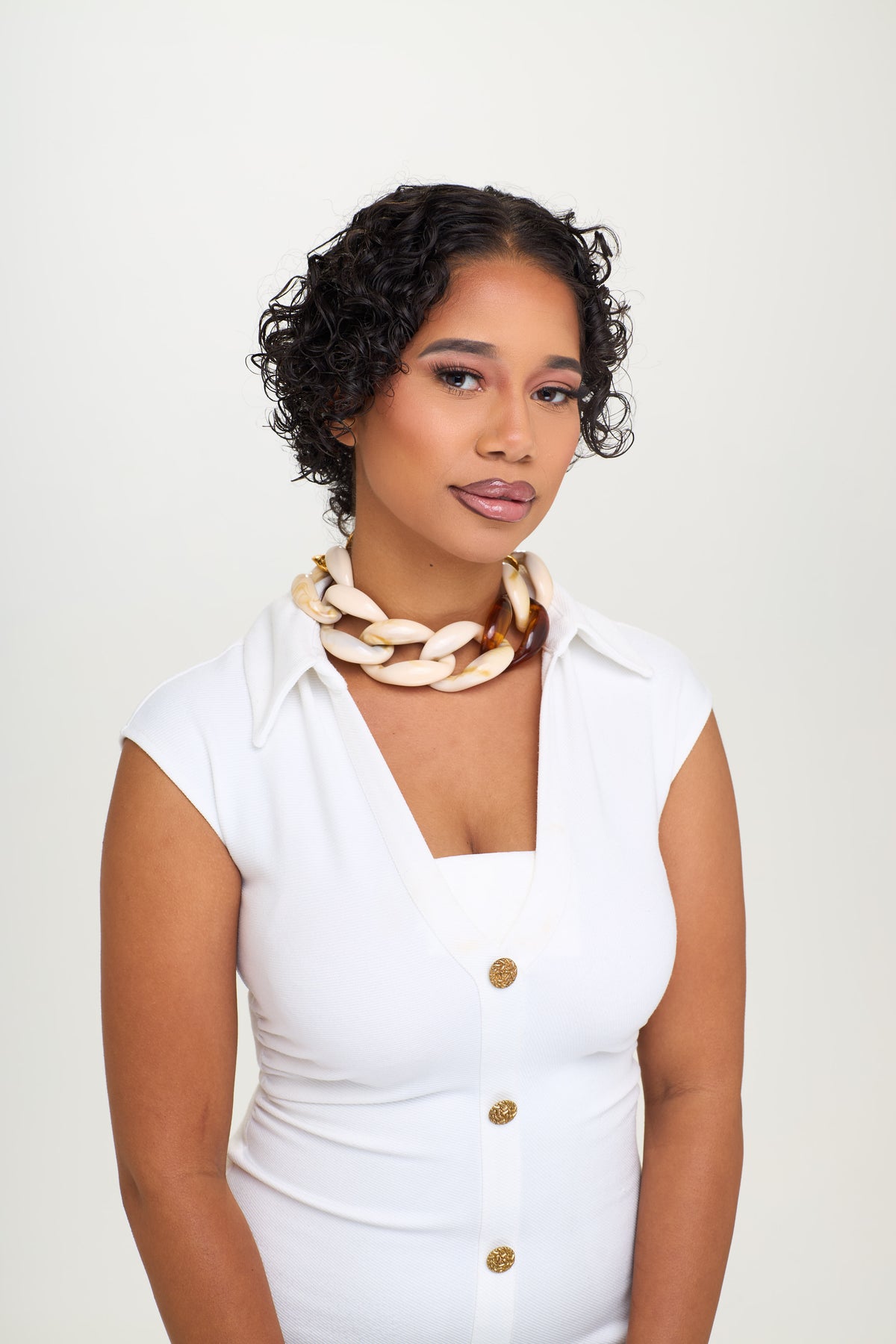 The Cream & Gold Mixed-Link Collar