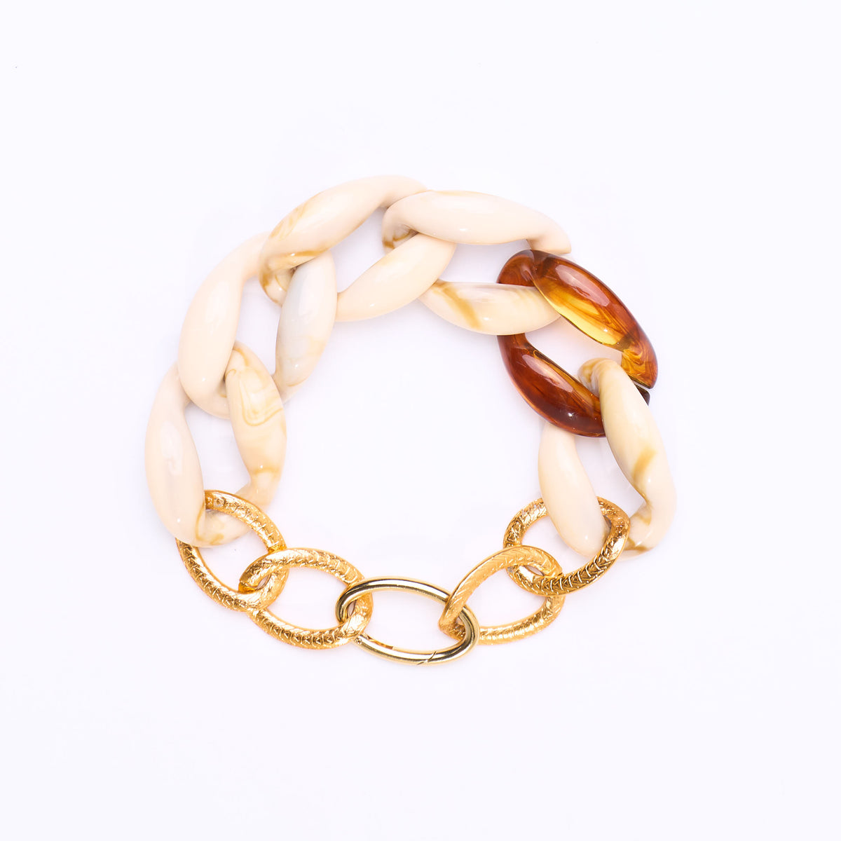 The Cream & Gold Mixed-Link Collar