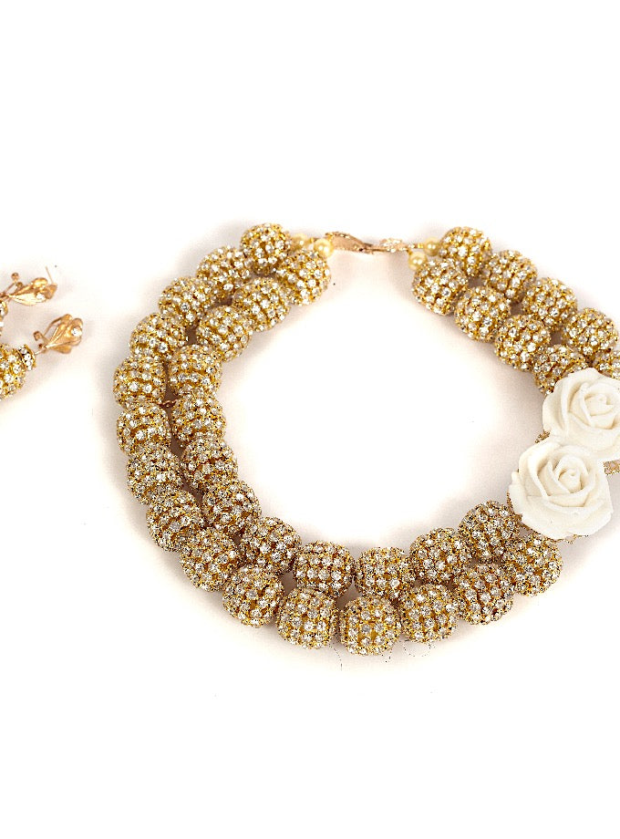 Rhinestone Coral Necklace - As seen in British GQ March 2020 edition