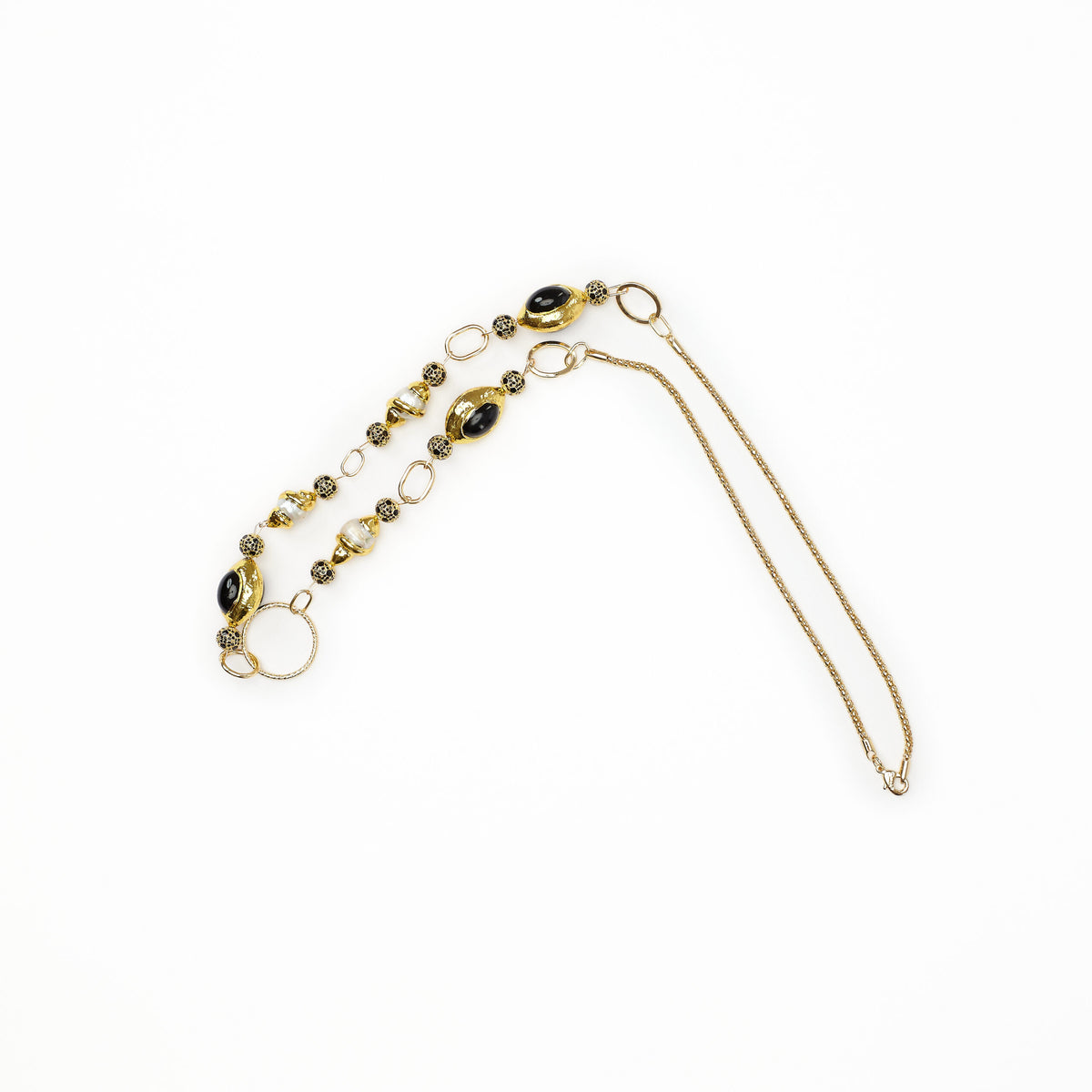 Natural Baroque Keshi Pearl Gold Chain.