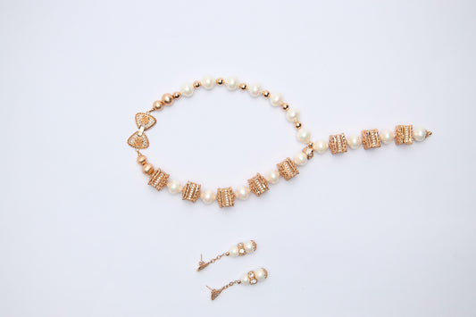 Pearl Gold Box Necklace Set