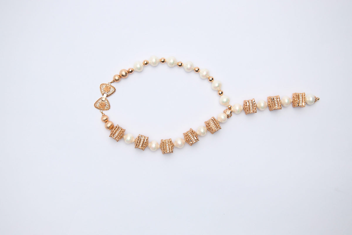 Pearl Gold Box Necklace Set