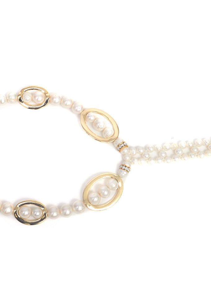 Hula Hoop Pearl Necklace