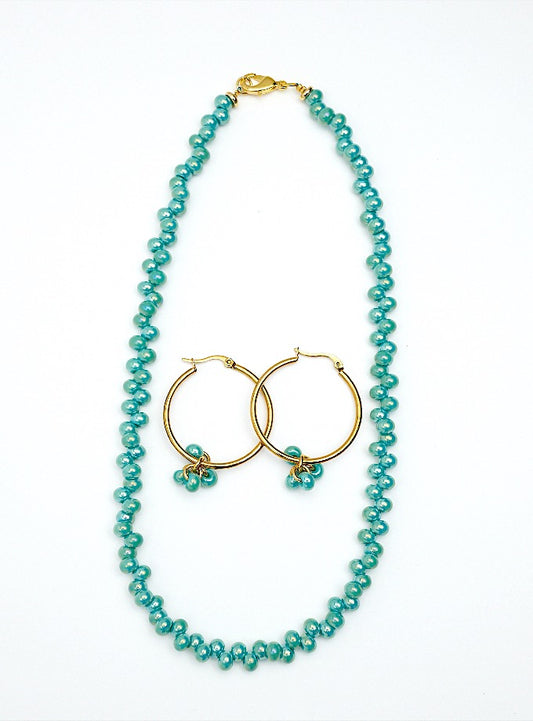 Becky Hoop Earrings  Set- Turquoise