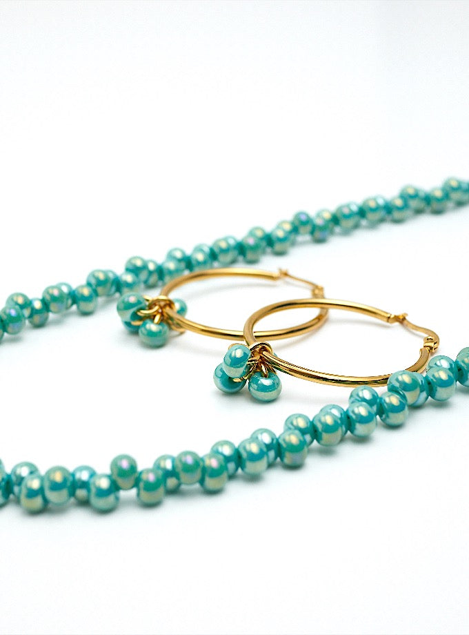 Becky Hoop Earrings  Set- Turquoise