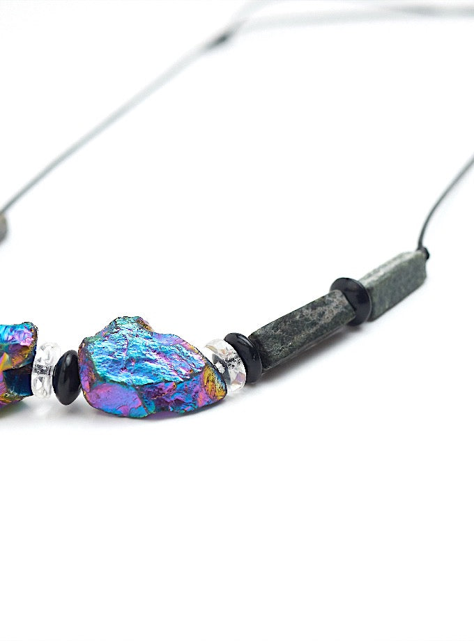 Ade Leather Stone Necklace