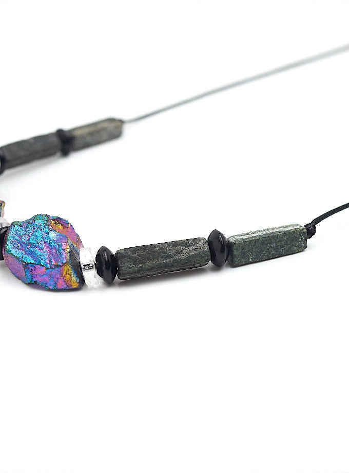 Ade Leather Stone Necklace