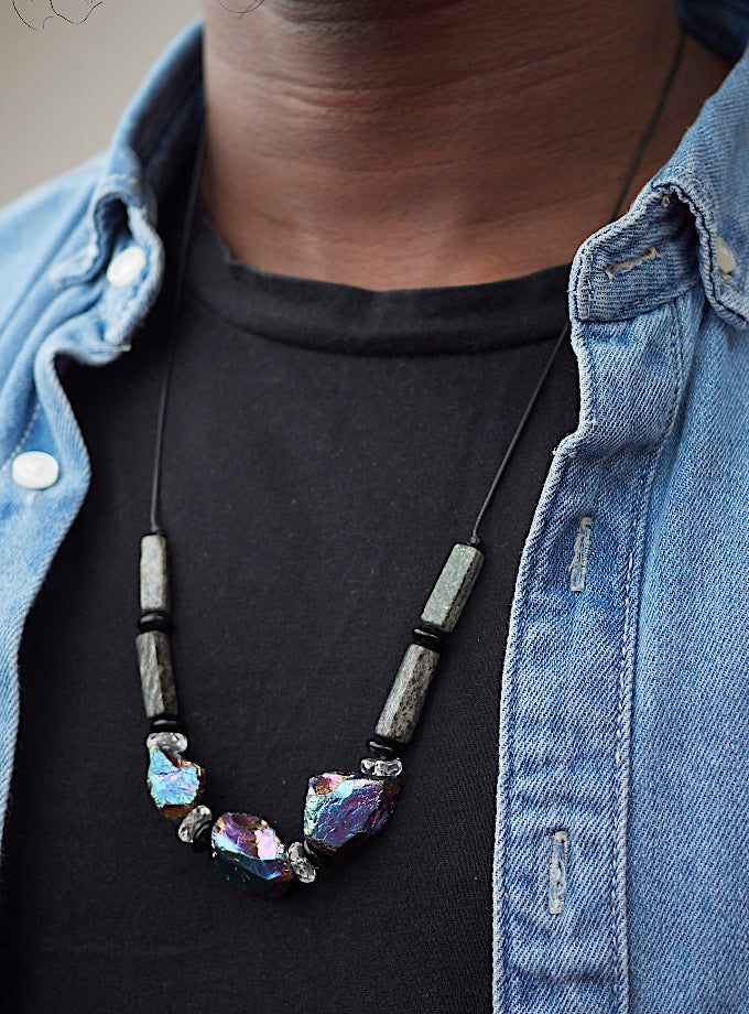 Ade Leather Stone Necklace