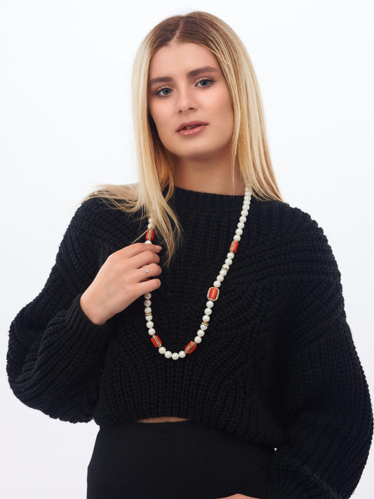 Fresh Water Coral Pearls Necklace