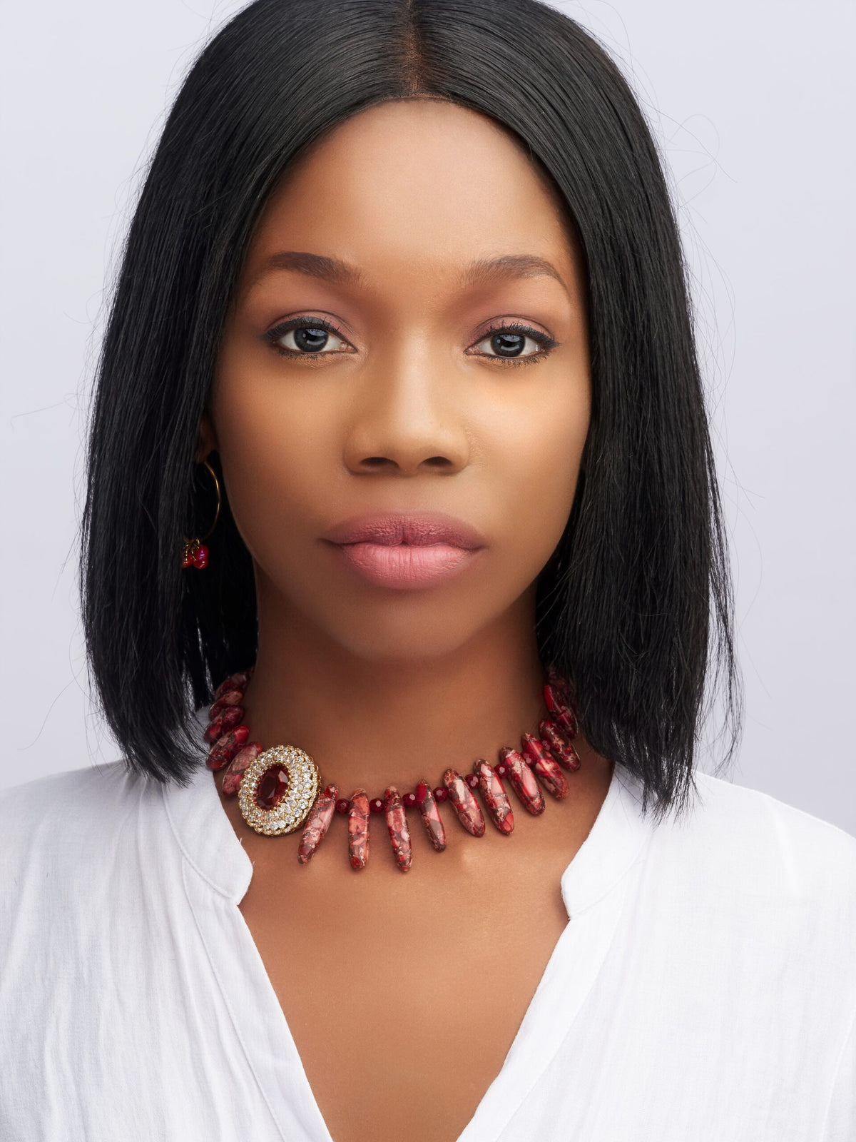 Spiky Dark Red Beads Necklace