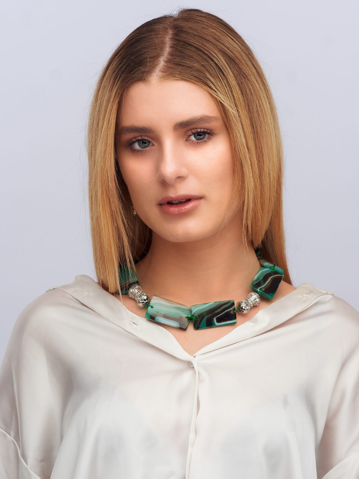 Green Semi Precious Agate Necklace