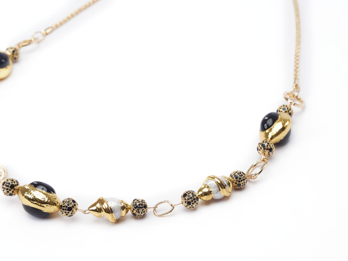 Natural Baroque Keshi Pearl Gold Chain.