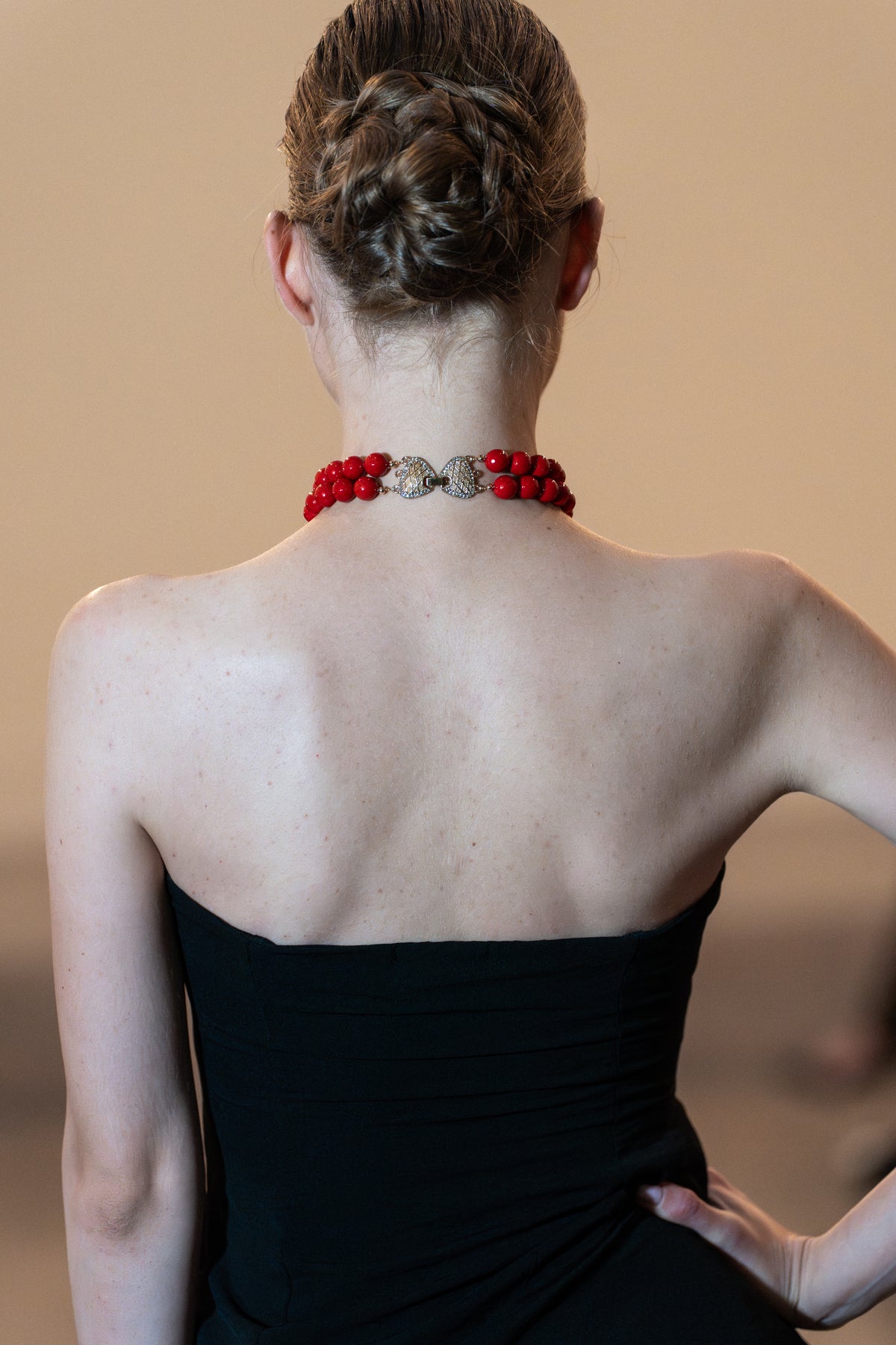The Coral & Gold Medallion Double-Strand Choker