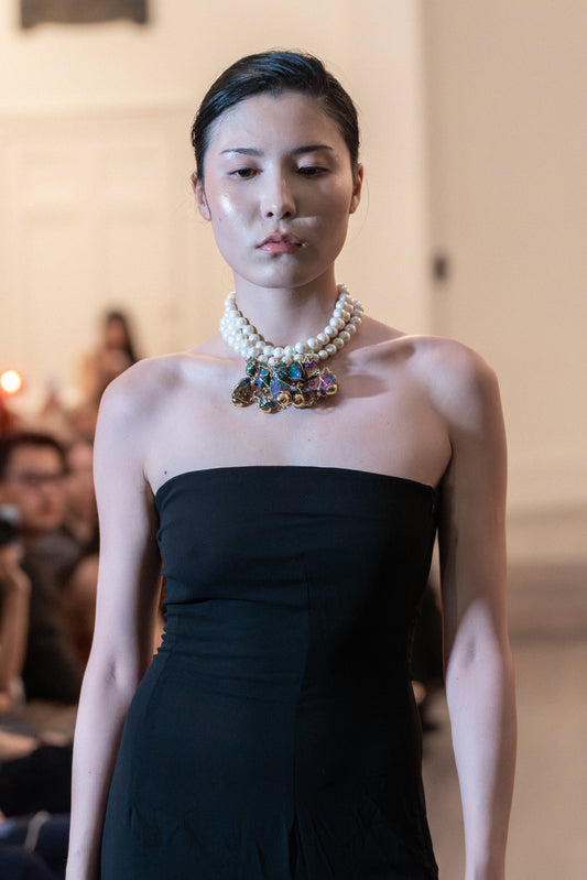 The Pearl & Wire-Wrapped Rainbow Quartz Collar