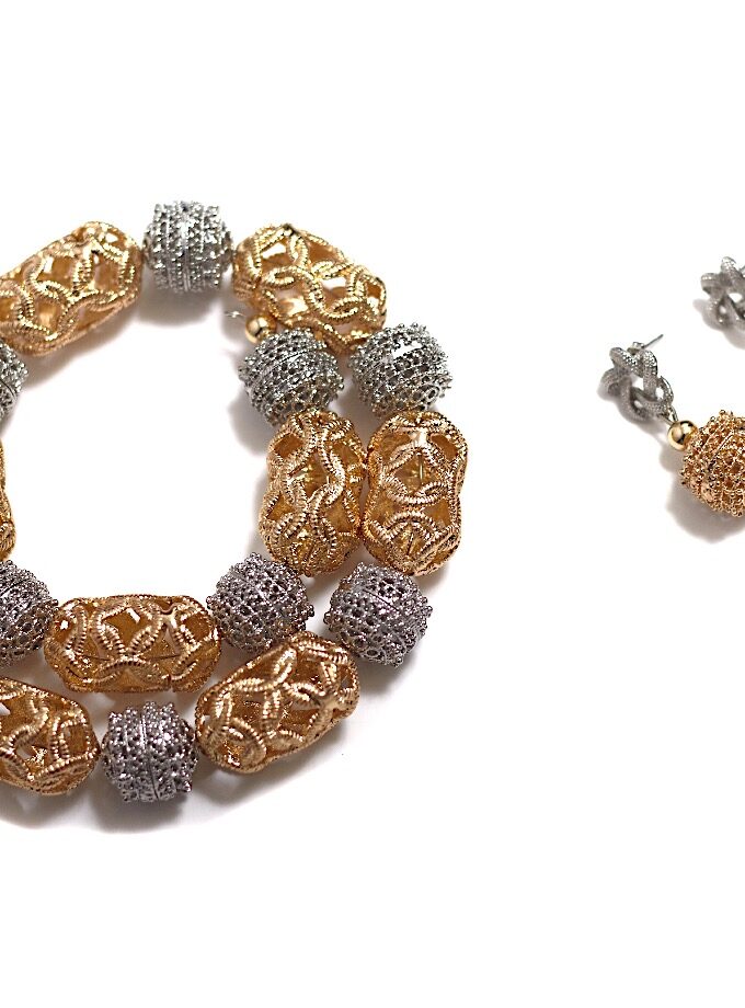 Cyclic Gold Silver Tone Plated Necklace Set