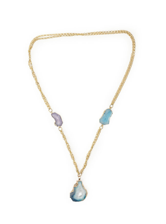 Long Quartz stones Chain Necklace