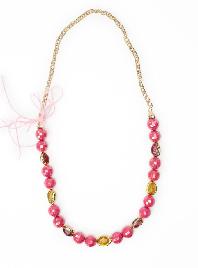 Fuschia Pink Pink Gold Beads