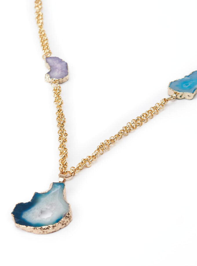 Long Quartz stones Chain Necklace