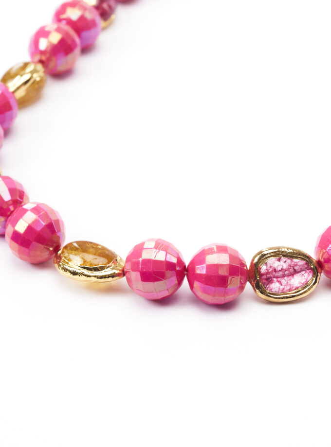 Fuschia Pink Pink Gold Beads