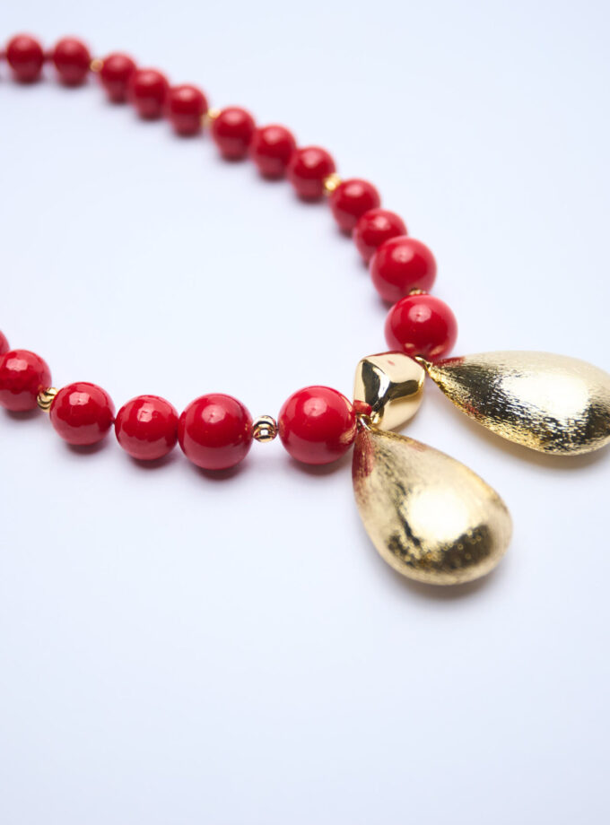 Coral Gold Necklace Set