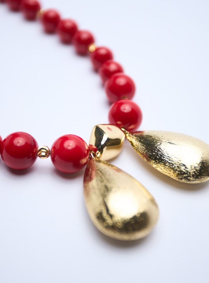 Coral Gold Necklace Set