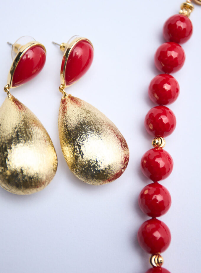 Coral Gold Necklace Set