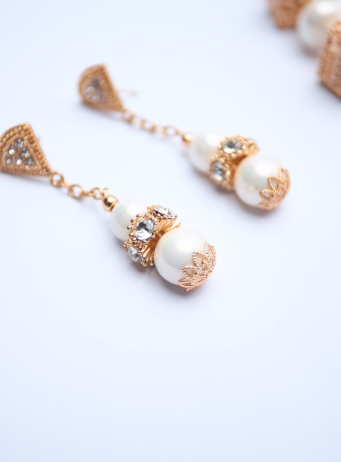 Pearl Gold Box Necklace Set