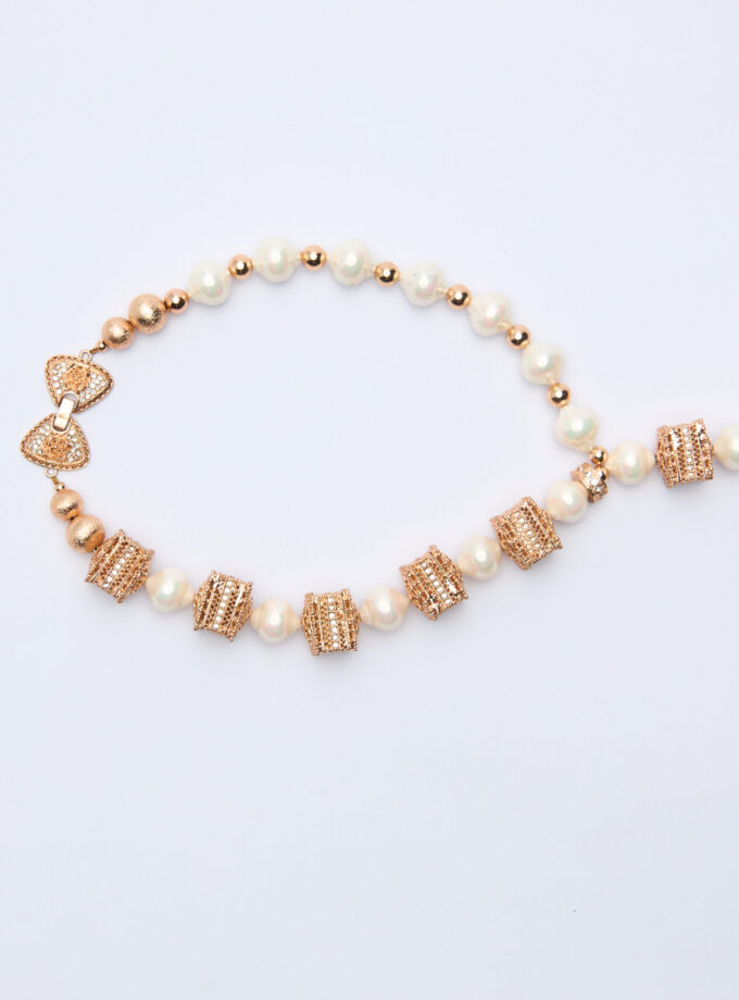 Pearl Gold Box Necklace Set